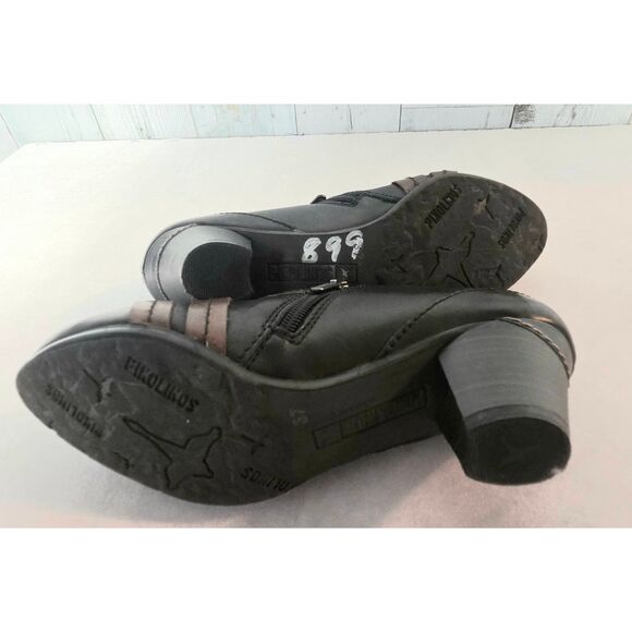 Pikolinos Lille Leather Heeled Pilgrim Bootues w Strap Details Sz. 37 / 6.5-7 - Picture 11 of 13